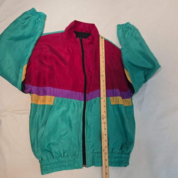 Vintage SARA ROBERTS 90's Y2K Blockecore Multicolor Bomber Jacket UNISEX Size M. - Picture 15 of 17